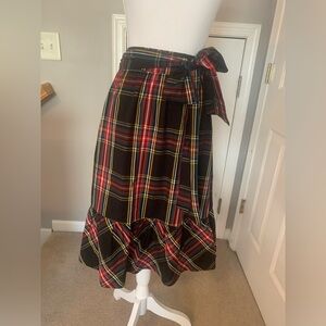 J. Crew Factory Women’s Size 12 Holiday Plaid Ruffle Hem Tie Front Skirt